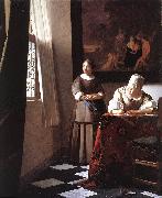 VERMEER VAN DELFT, Jan Lady Writing a Letter with Her Maid ar oil painting picture wholesale